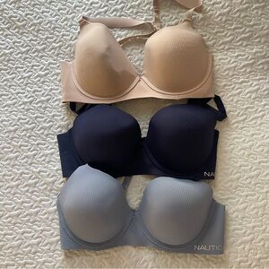 Nautica Women's Intimates Bra Set - Tan, Black, Gray (set of 3)